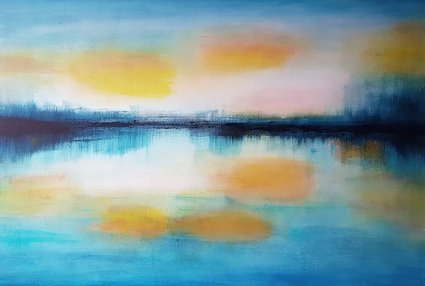 art painting abstract nature lake norway