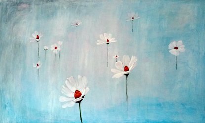 art painting abstract nature flowers sky blue