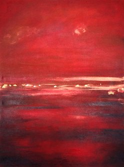 art painting abstract nature red sunrise