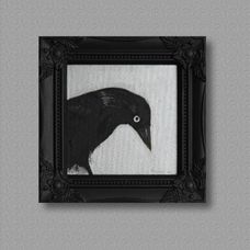 Crow in silver and black - 23x23cm